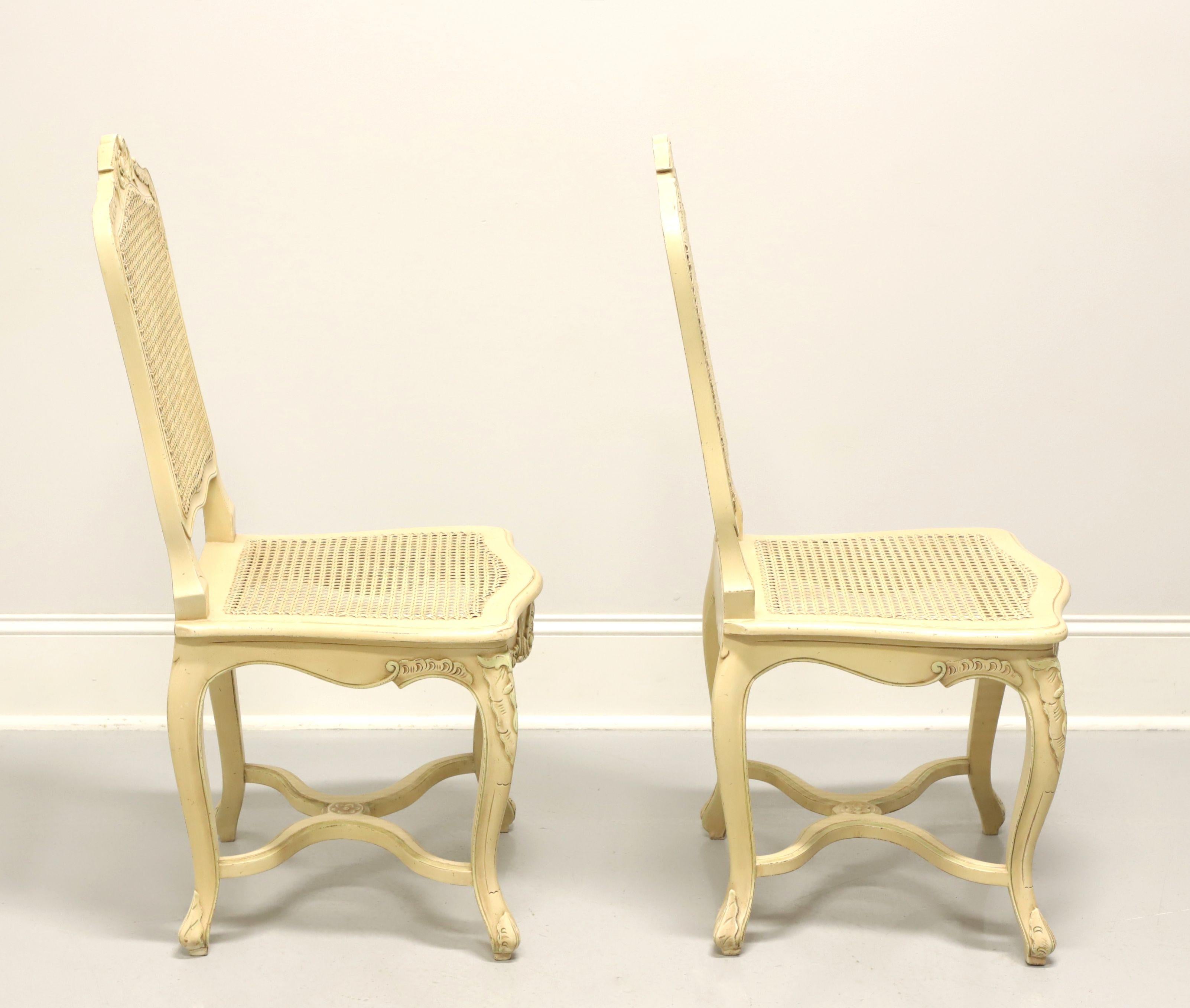 Vintage French Provincial Painted Caned Dining Side Chairs - Pair In Good Condition In Charlotte, NC
