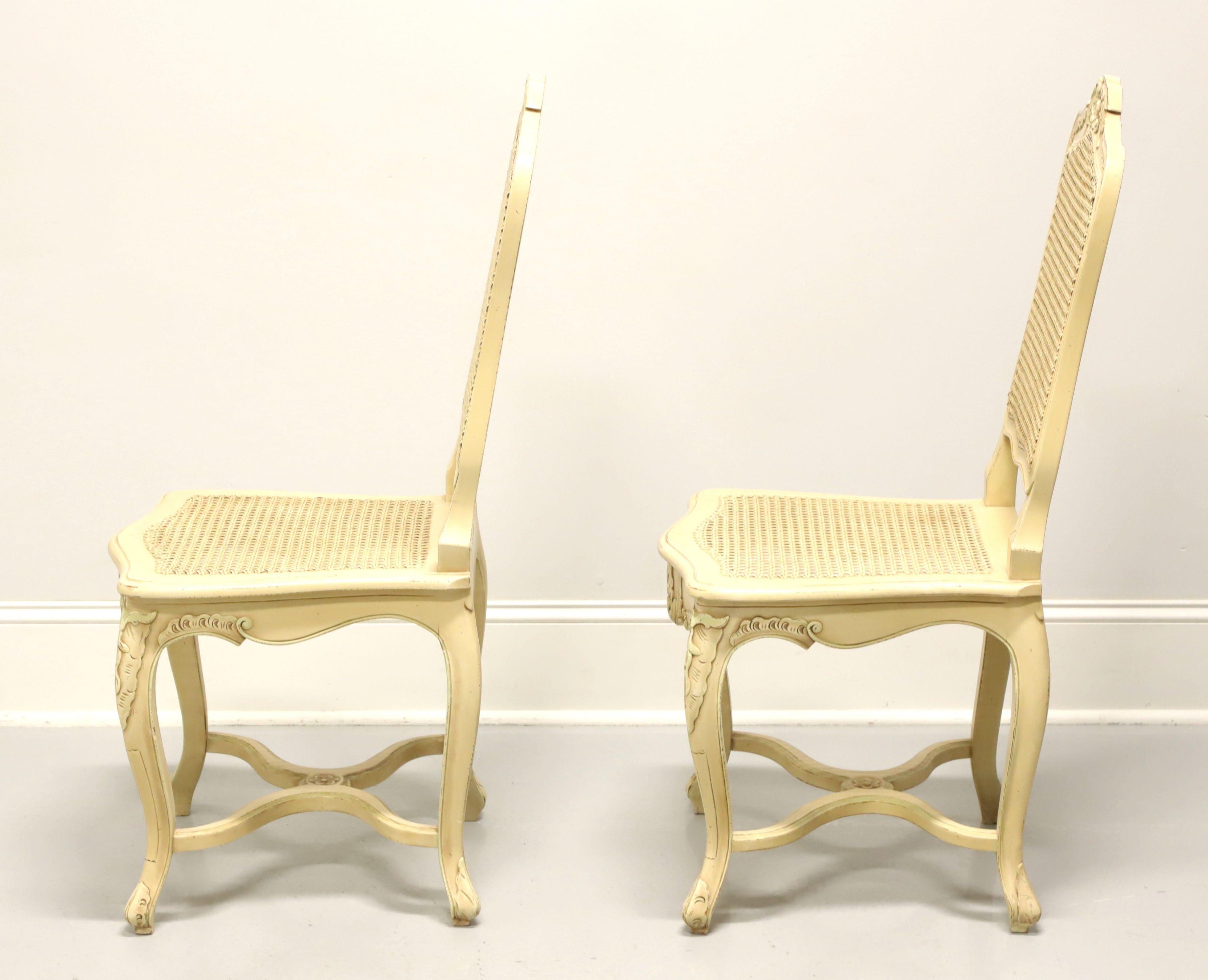 Vintage French Provincial Painted Caned Dining Side Chairs - Pair 1