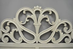 Vintage French Provincial Rococo Carved Wood King-Size Shabby Chic Headboard Bed