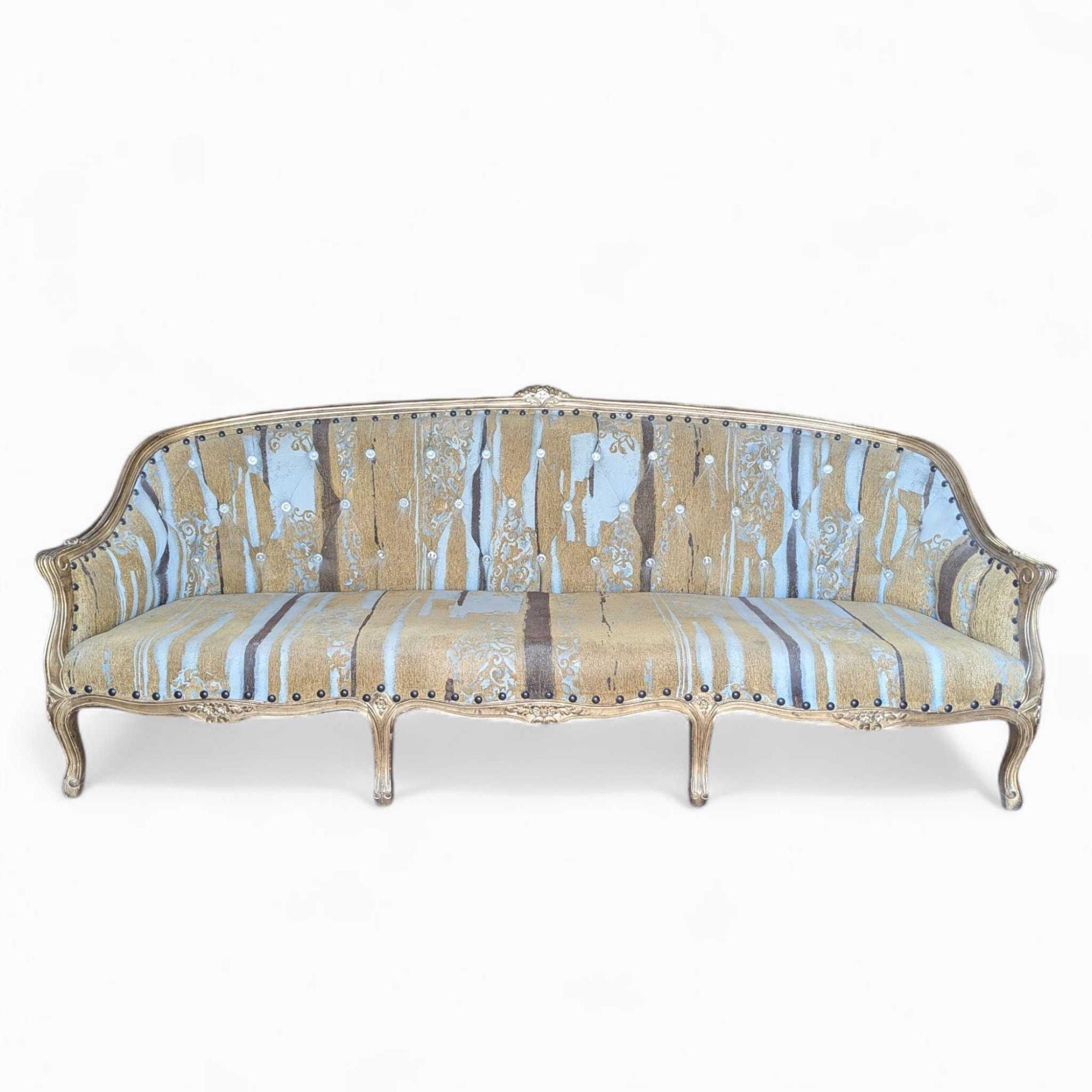 Vintage French Provincial Rococo Revival Settee, Circa 1950s, Tufted Back in vendita 7