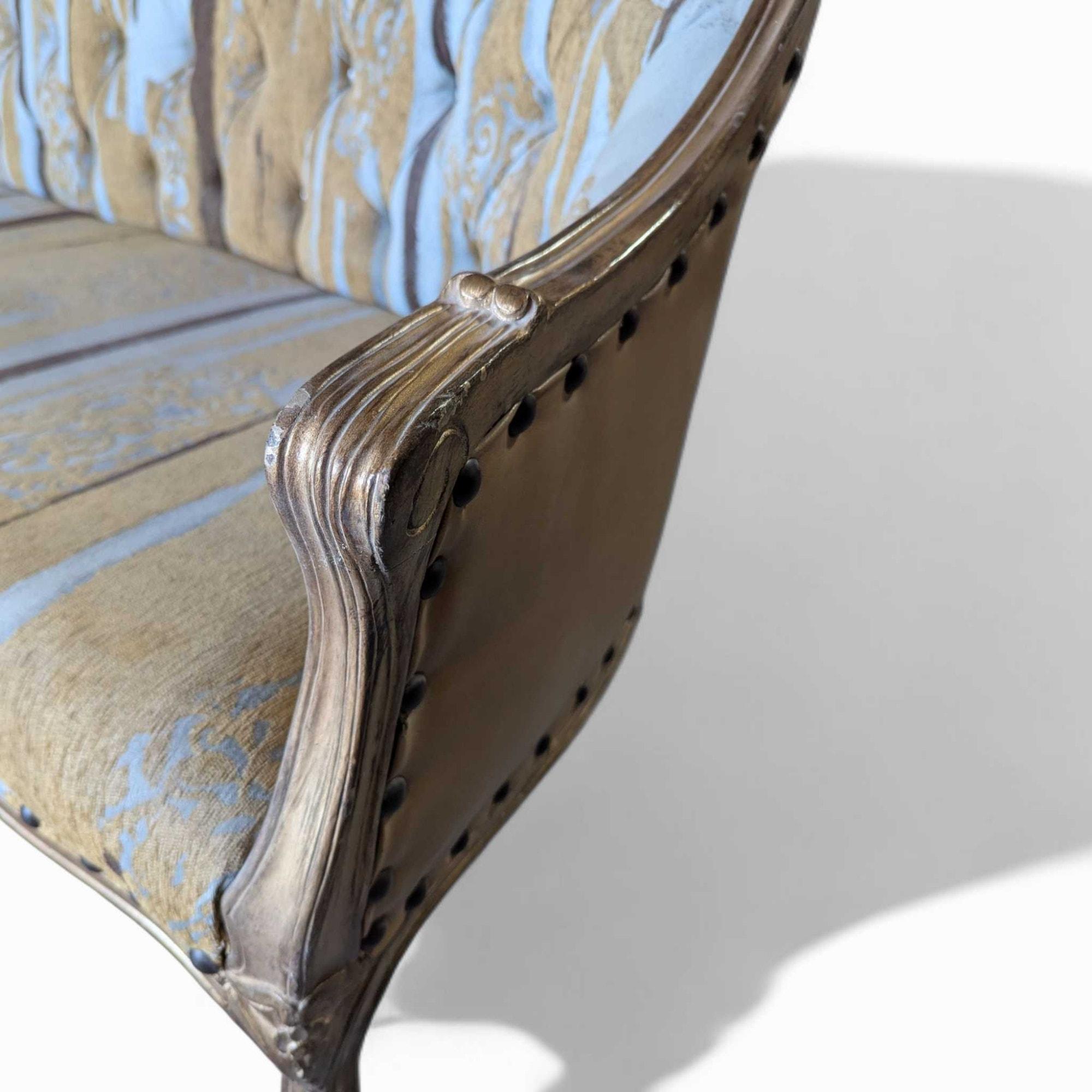 Vintage French Provincial Rococo Revival Settee, Circa 1950s, Tufted Back in vendita 9