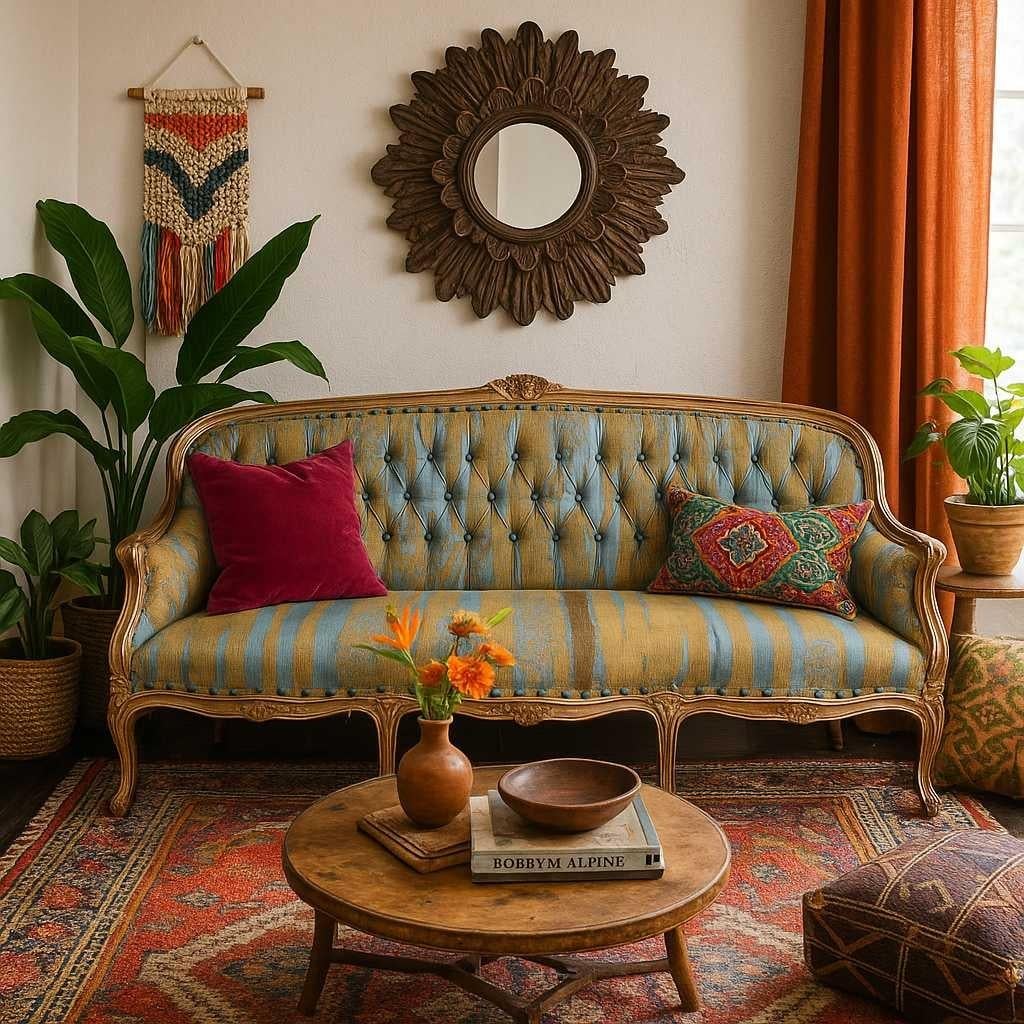 Vintage French Provincial Rococo Revival Settee, Circa 1950s, Tufted Back in vendita 13