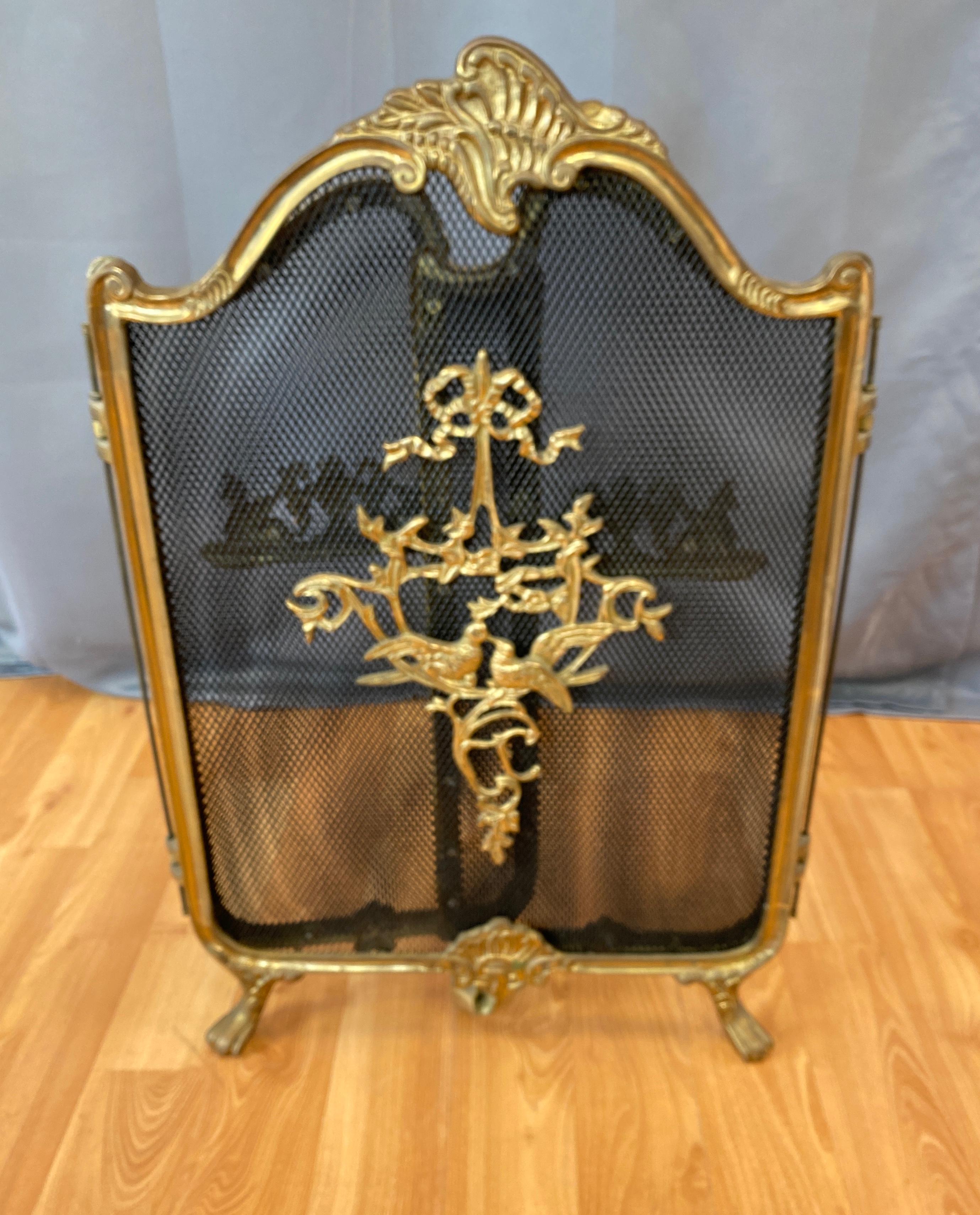 Vintage French Provincial Style Brass Fireplace Screen 4