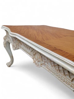 Vintage French Provincial Style Carved Antique White Writing Desk