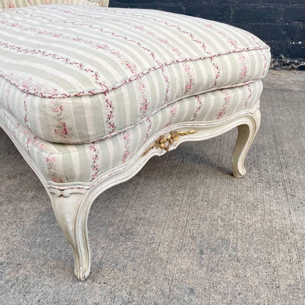 Upholstery Vintage French Provincial Style Chaise Lounge Chair For Sale