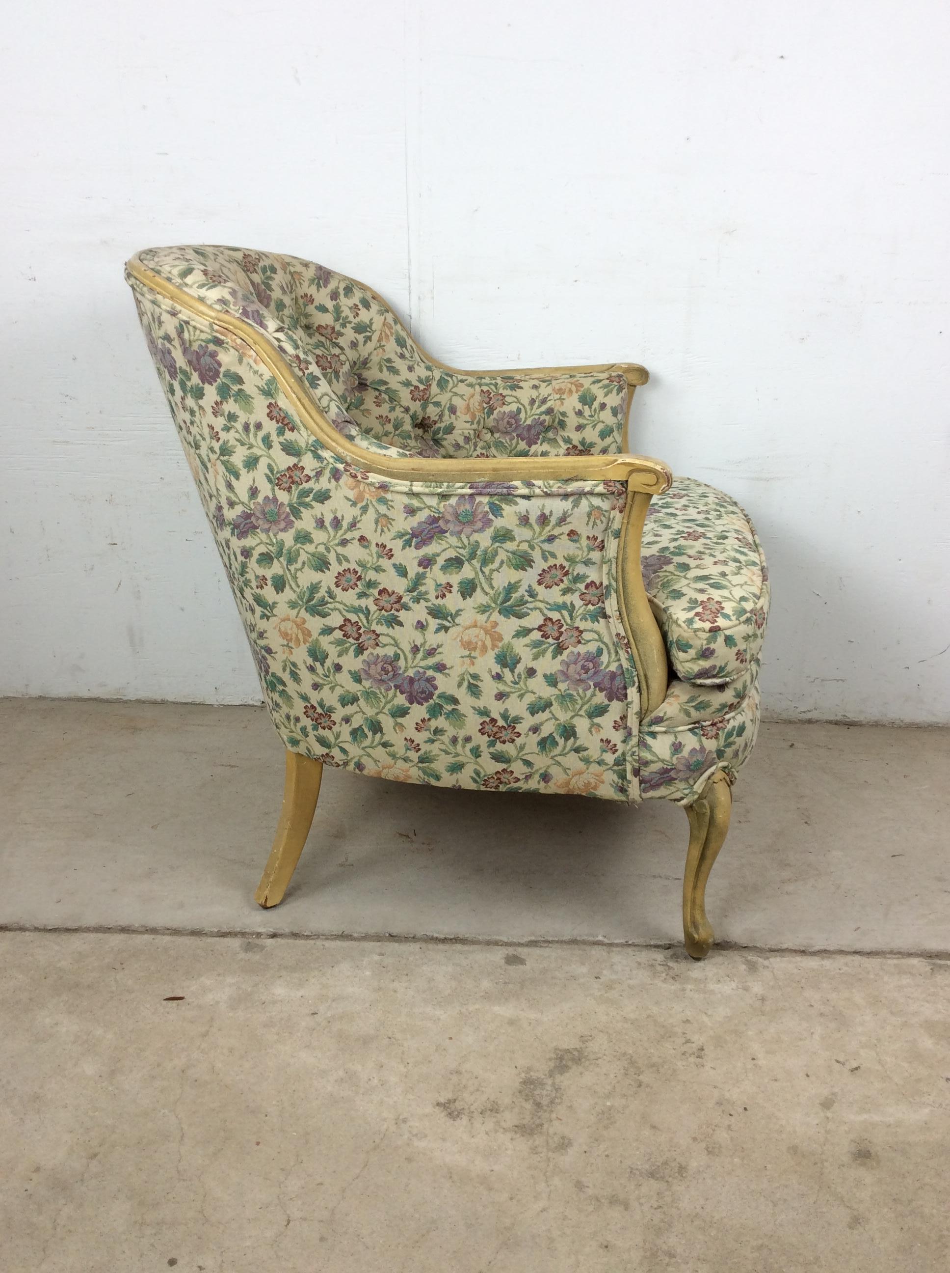 Sedia Club in stile provinciale francese vintage con schienale imbottito in vendita 4