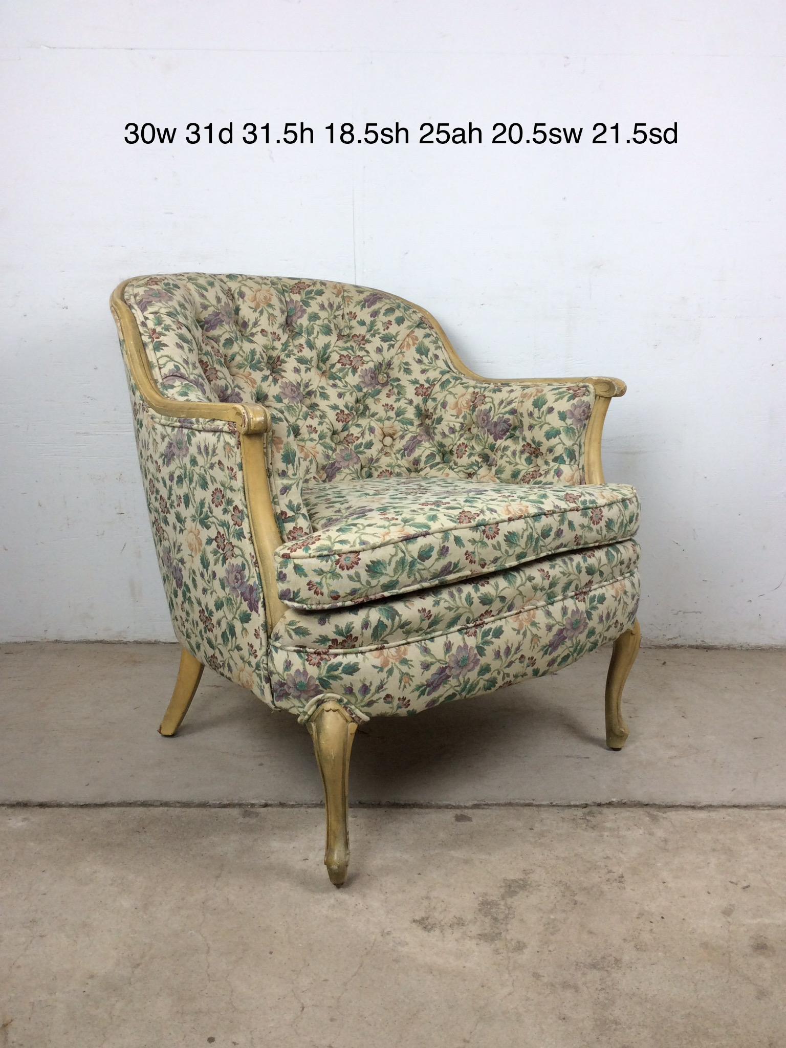 Sedia Club in stile provinciale francese vintage con schienale imbottito in vendita 11