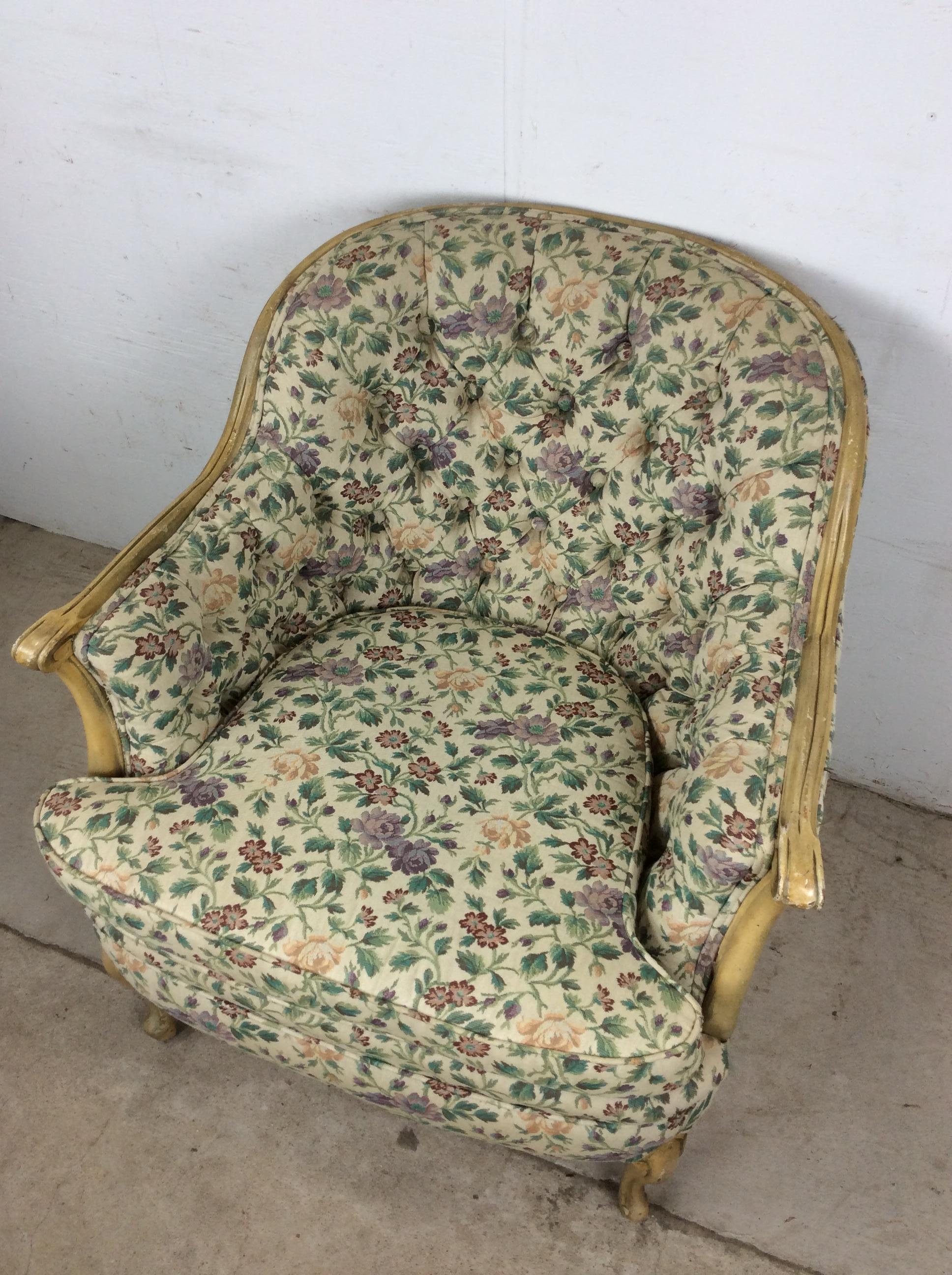 Americano Sedia Club in stile provinciale francese vintage con schienale imbottito in vendita