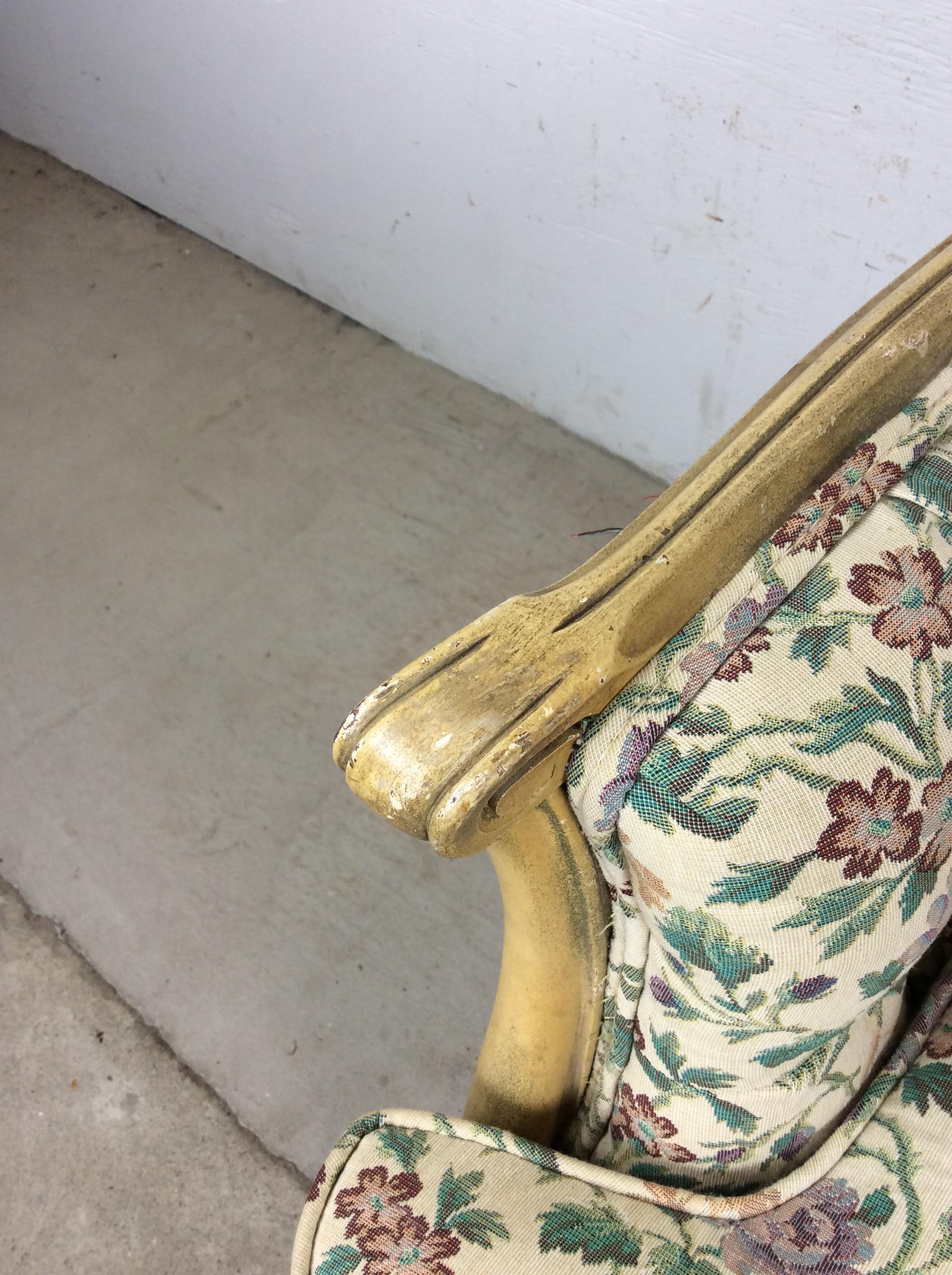 Tappezzeria Sedia Club in stile provinciale francese vintage con schienale imbottito in vendita