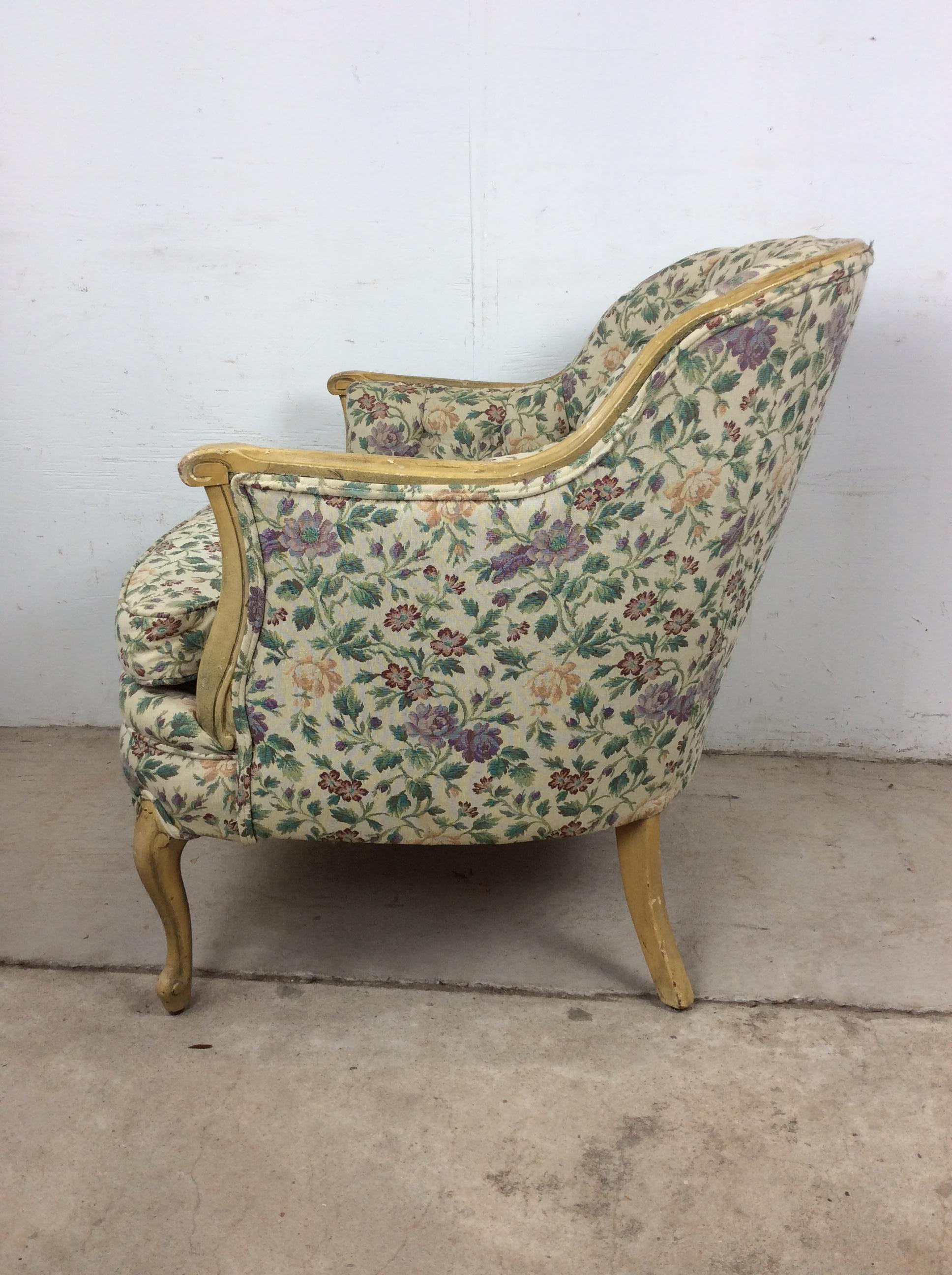 Sedia Club in stile provinciale francese vintage con schienale imbottito in vendita 1