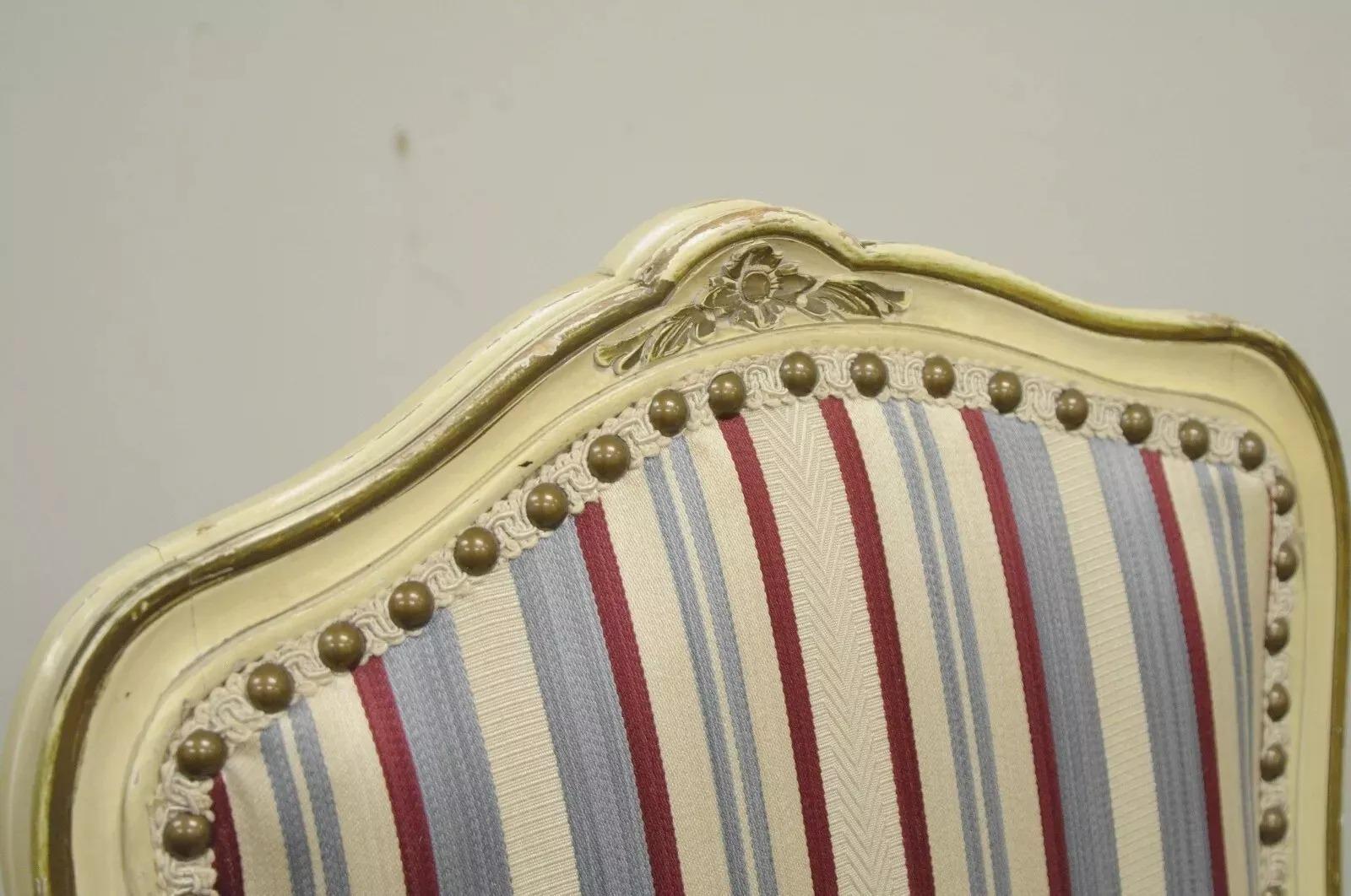Unknown Vintage French Provincial Style Cream Painted Dining Room Chairs - Set of 6