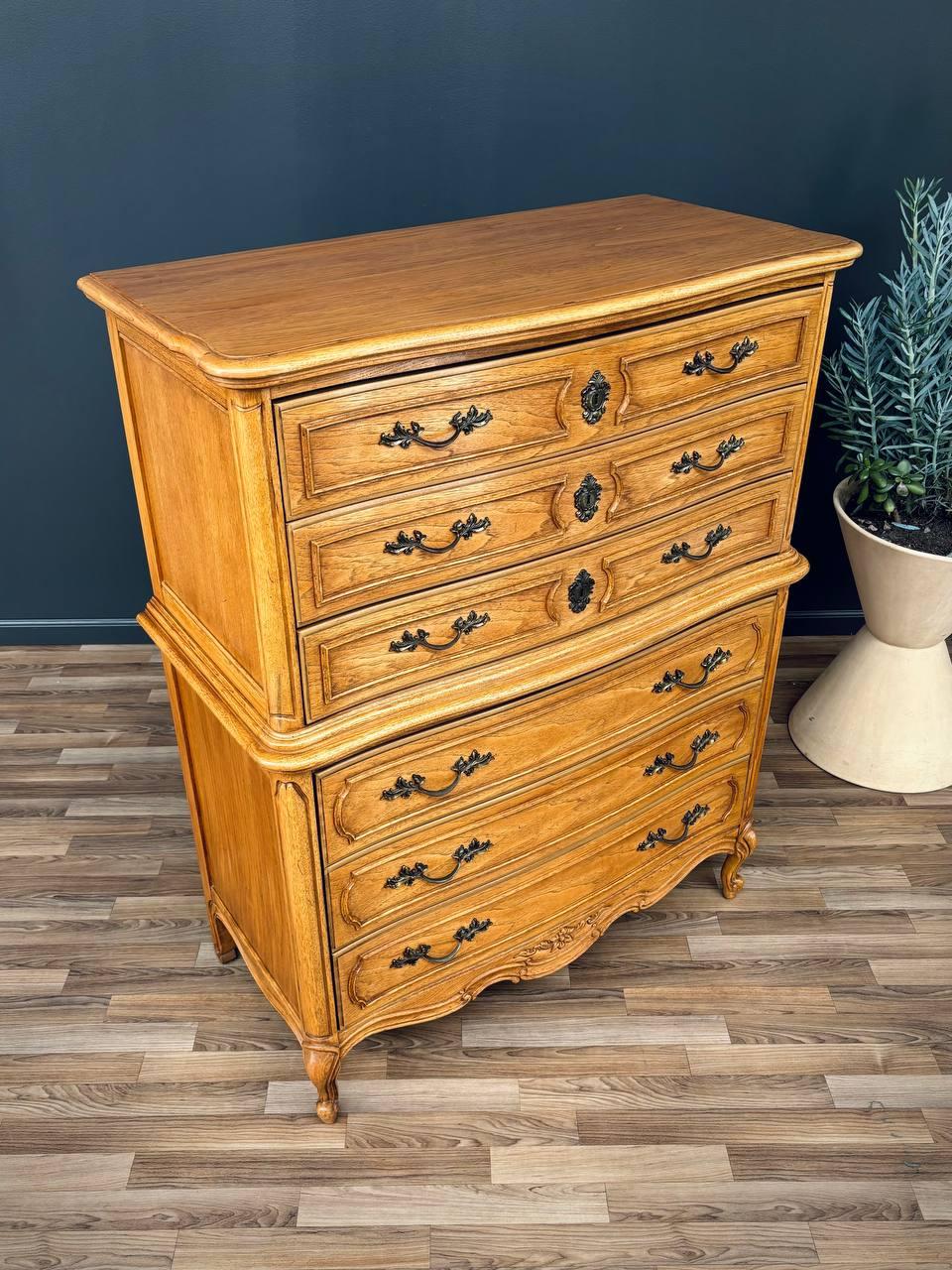 American Vintage French Provincial Style Highboy Dresser For Sale