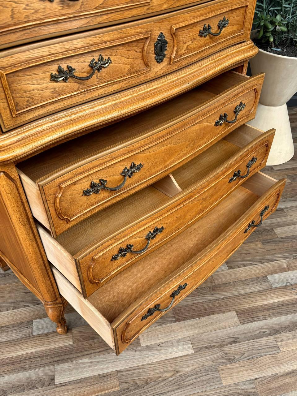 Mid-20th Century Vintage French Provincial Style Highboy Dresser