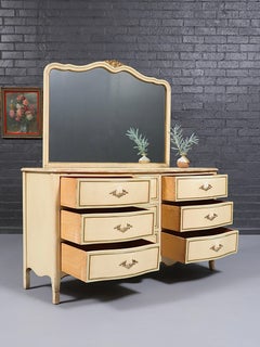 Vintage French Provincial Style “Limoges” Painted Dresser w/ Mirror