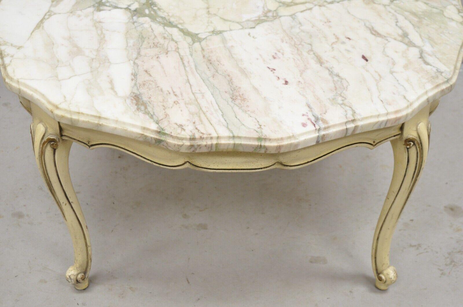vintage french provincial marble top coffee table