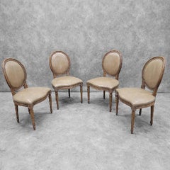 Vintage French Provincial Style Medallion Chairs By Baker In Leather, set of 4