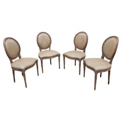 Vintage French Provincial Style Medallion Chairs By Baker In Leather, set of 4