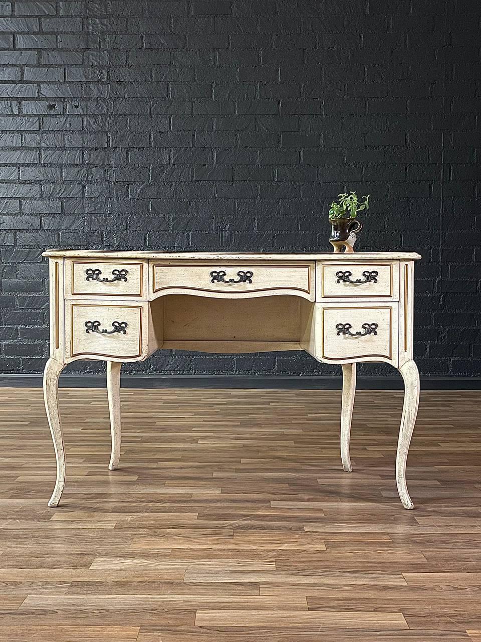 Mid-20th Century Vintage French Provincial Style Painted Writing Desk For Sale