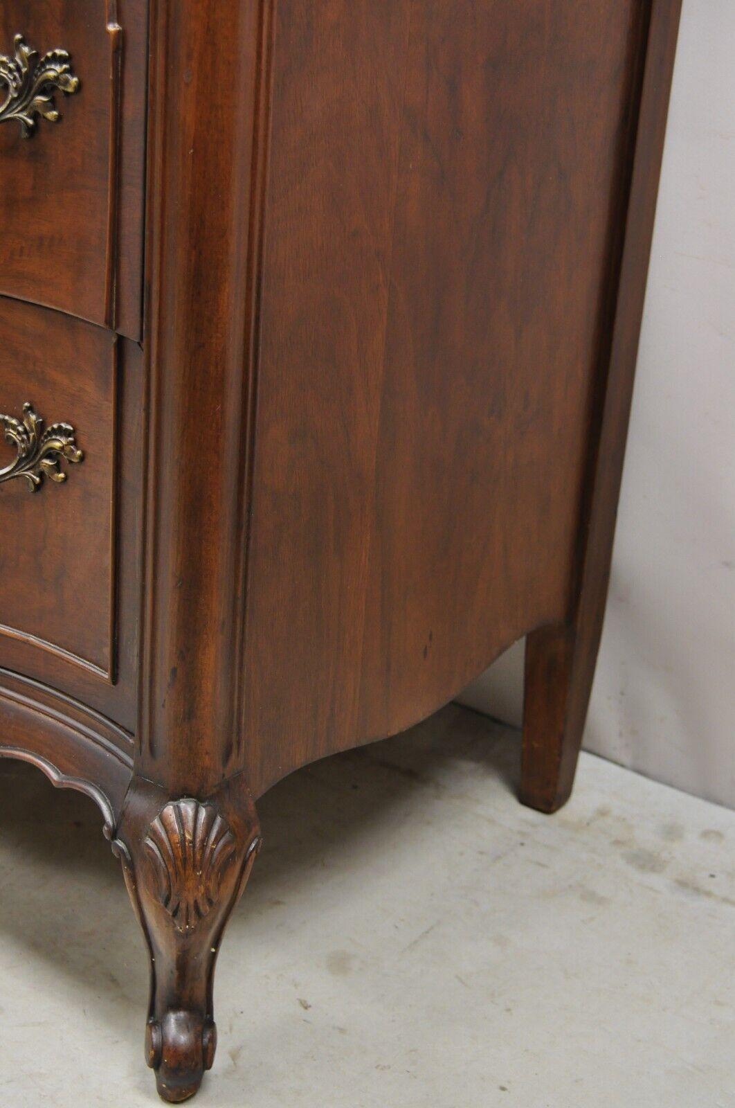 Vintage French Provincial Style Walnut Tall Chest Dresser Highboy Chest on Chest 6