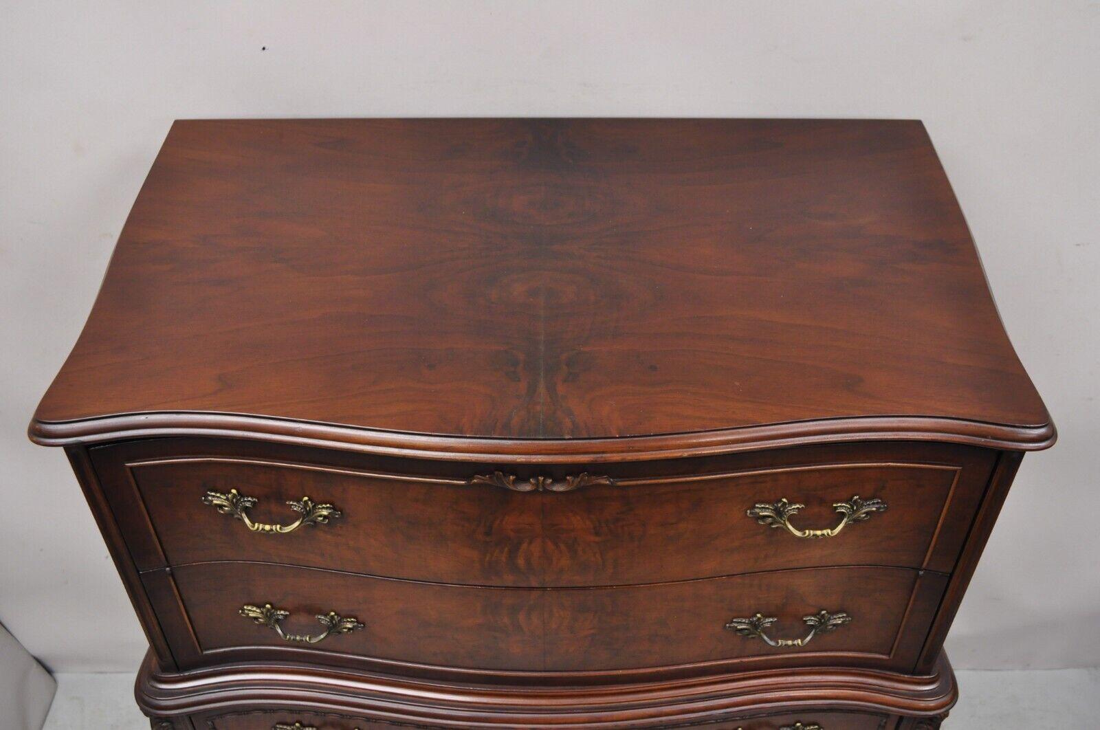 Vintage French Provincial Style Walnut Tall Chest Dresser Highboy Chest on Chest 1