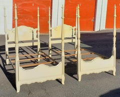 Vintage French Provincial Urn Poster Twin Size Beds, a Pair