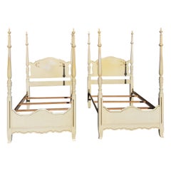 Vintage French Provincial Urn Poster Twin Size Beds, a Pair