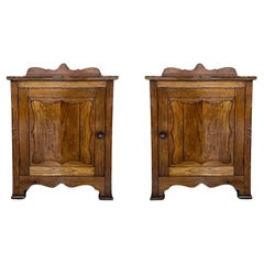 Vintage French Provincial Walnut Nightstands, 1920, Set of 2