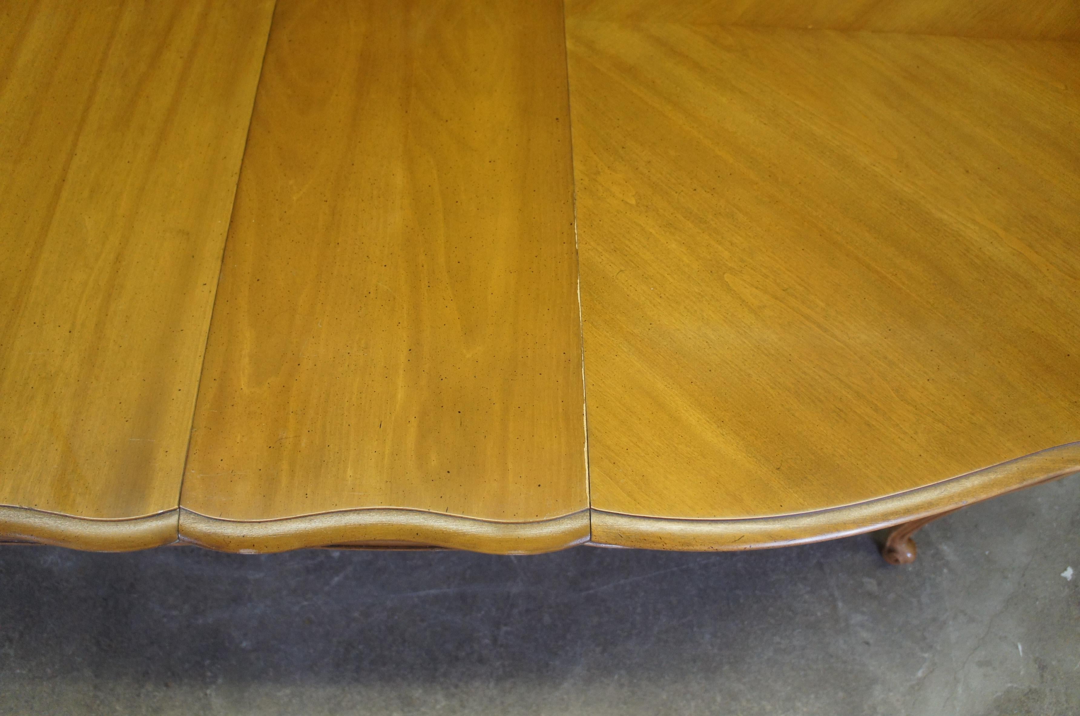 Vintage French Provincial Walnut Scalloped Oval Extendable Dining Table Country 5