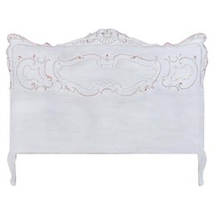 Antique French Queen Size Bed Painted White