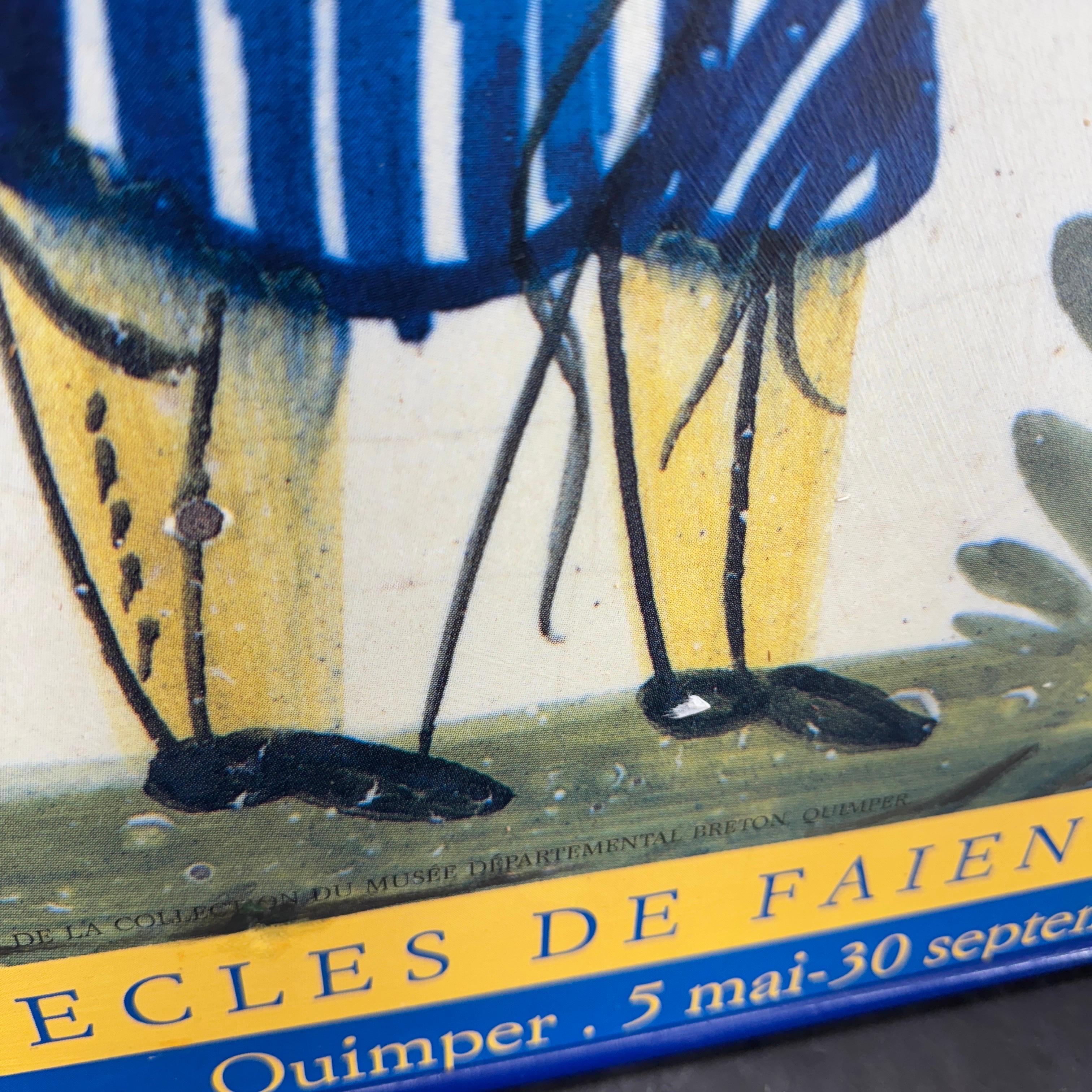 Vintage French Quimper Faience in Blue Framed Artwork For Sale 6