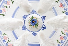 Vintage French Quimper Style Blue & White Faience Oyster Platter, Circa 1940