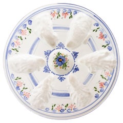 Vintage French Quimper Style Blue & White Faience Oyster Platter, Circa 1940