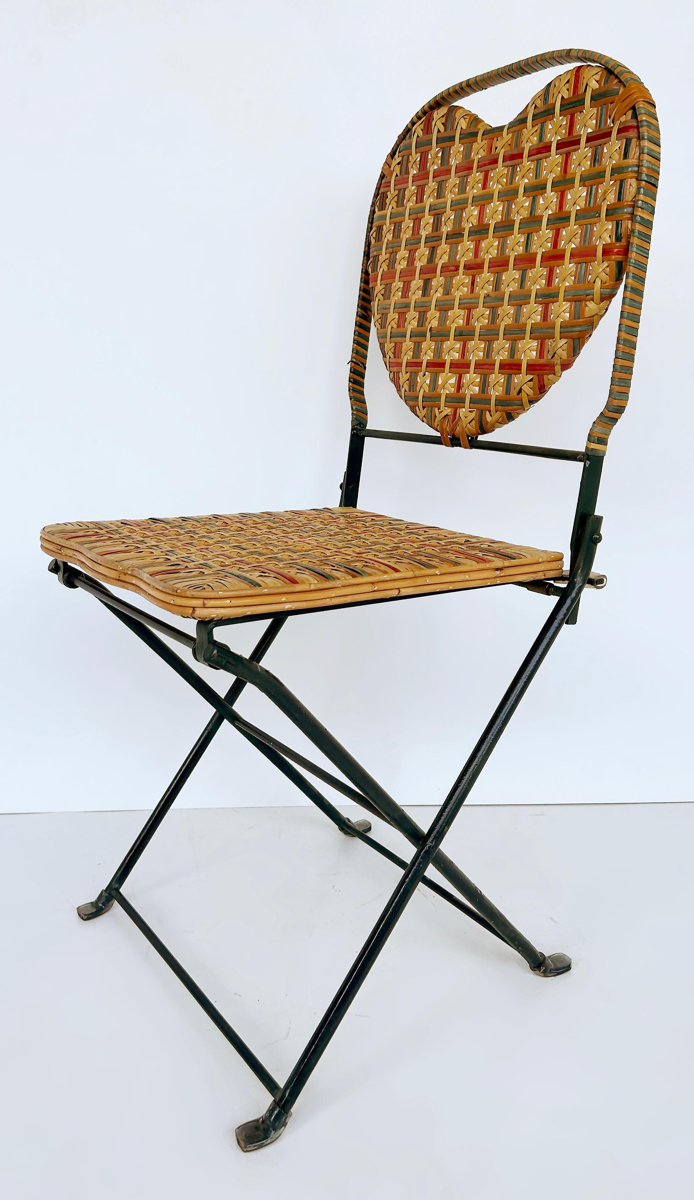 Chaises pliantes françaises en rotin et fer forgé par Un Jardin... En plus (4) 1