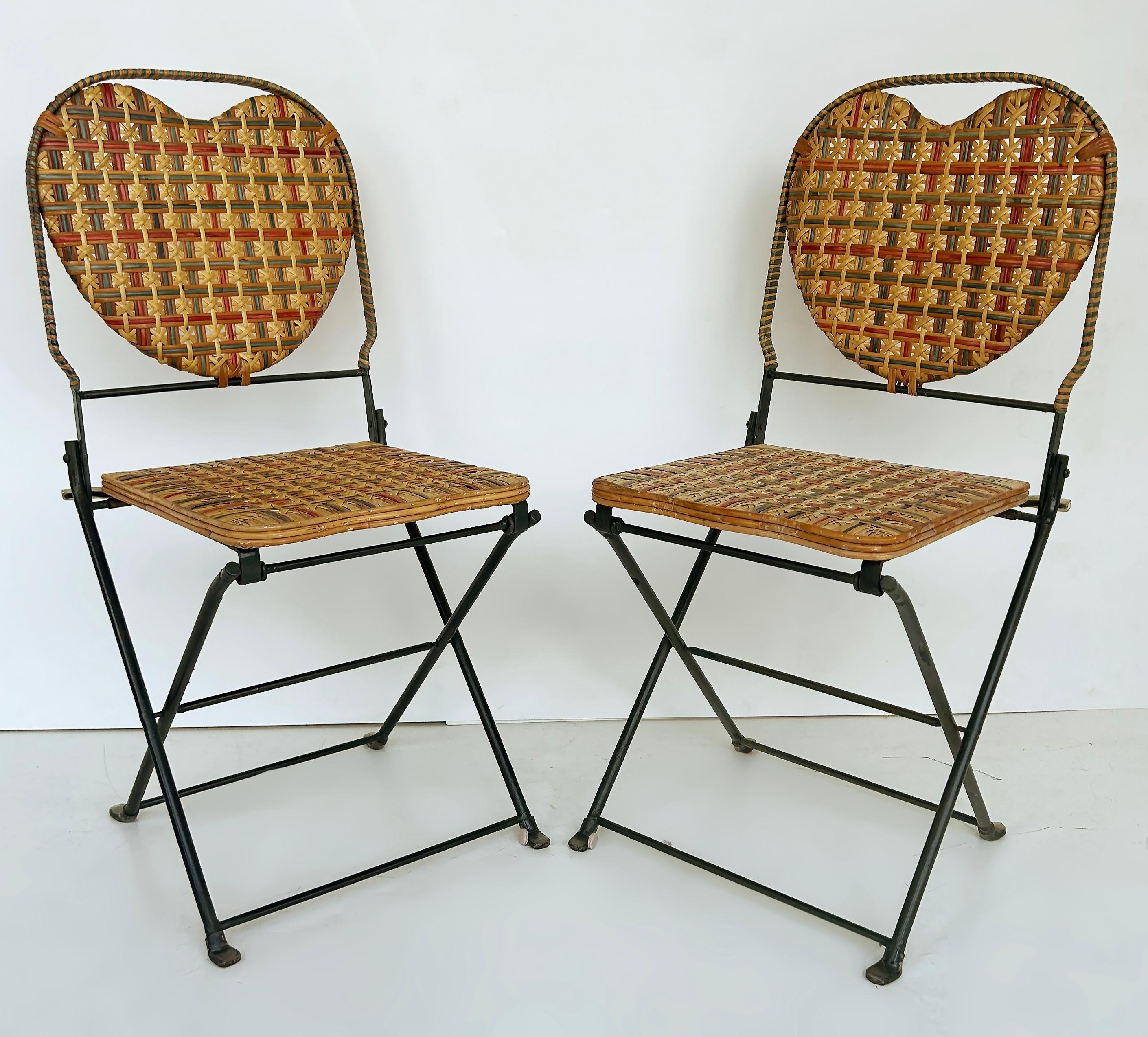 Chaises pliantes françaises en rotin et fer forgé par Un Jardin... En plus (4) 2