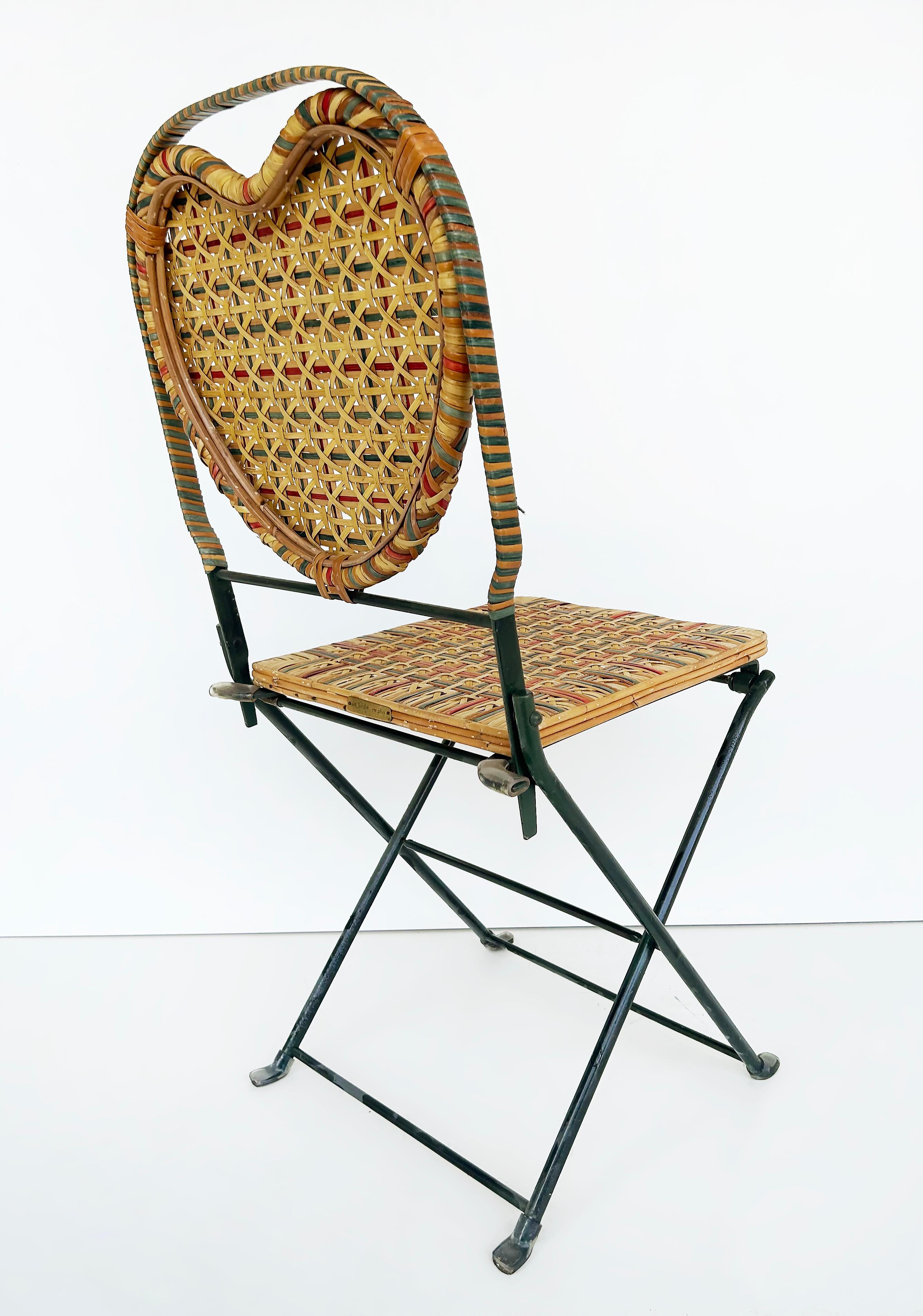 Peint Chaises pliantes françaises en rotin et fer forgé par Un Jardin... En plus (4)