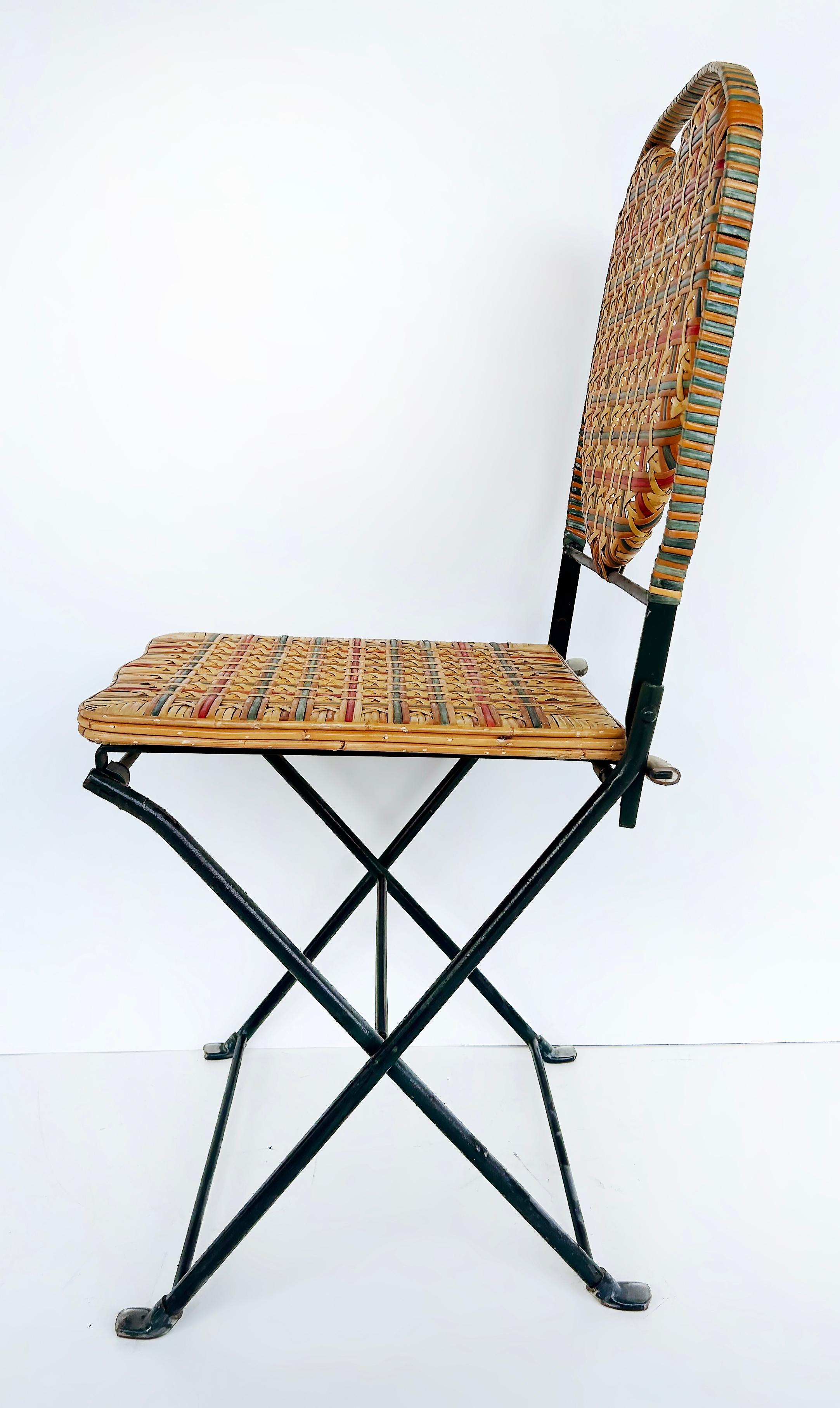 Rotin Chaises pliantes françaises en rotin et fer forgé par Un Jardin... En plus (4)