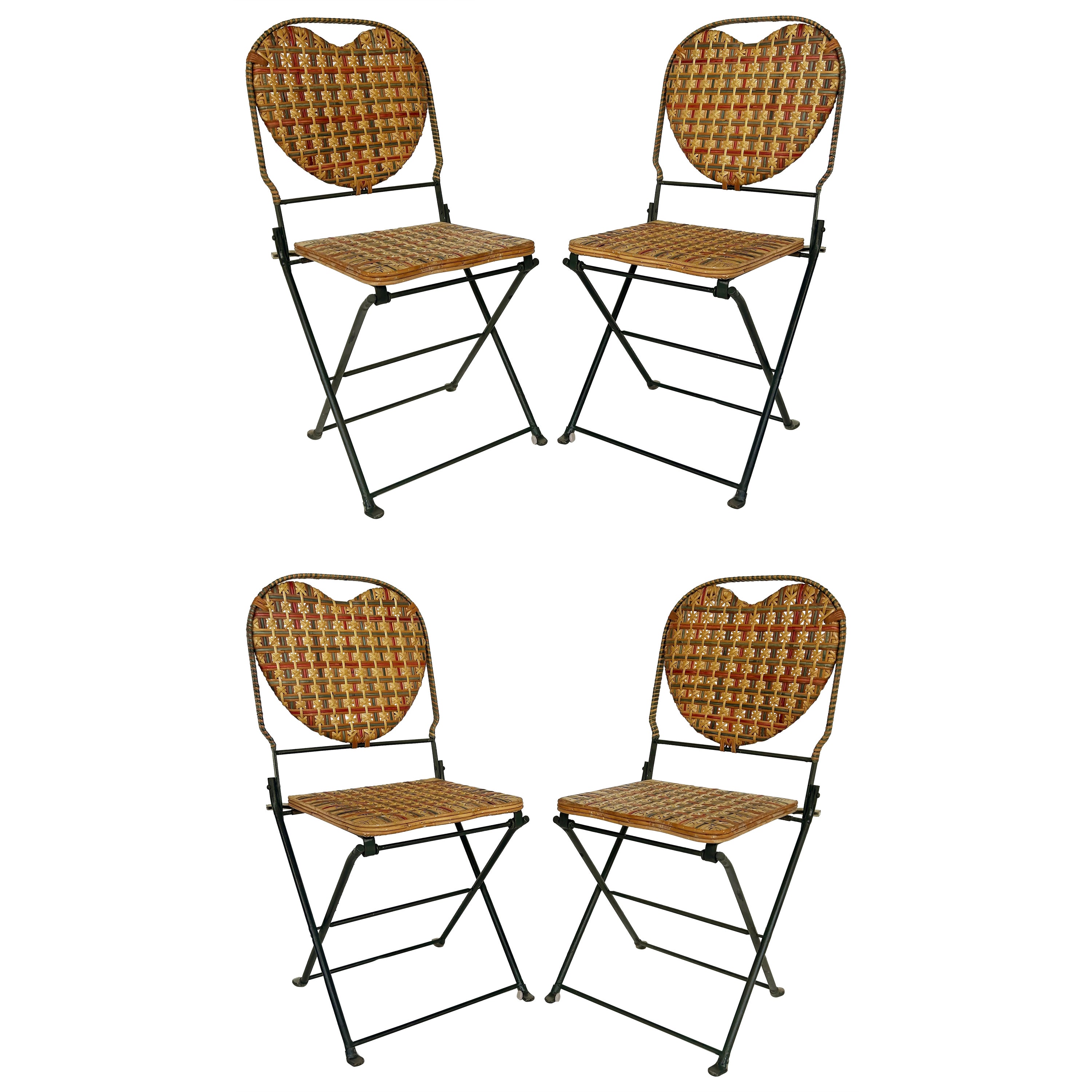 Chaises pliantes françaises en rotin et fer forgé par Un Jardin... En plus (4)