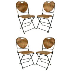 Chaises pliantes françaises en rotin et fer forgé par Un Jardin... En plus (4)