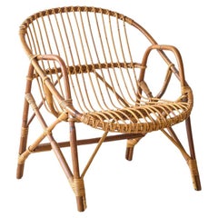Vintage french rattan armchair, Shell style