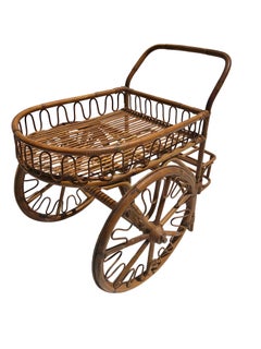 Retro French Rattan Bar Cart