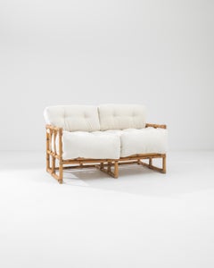 Vintage French Rattan Boucle Sofa