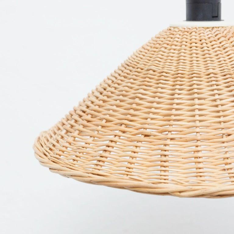 Mid-Century Modern Vintage French Rattan Ceiling Lamp, circa 1960 For Sale