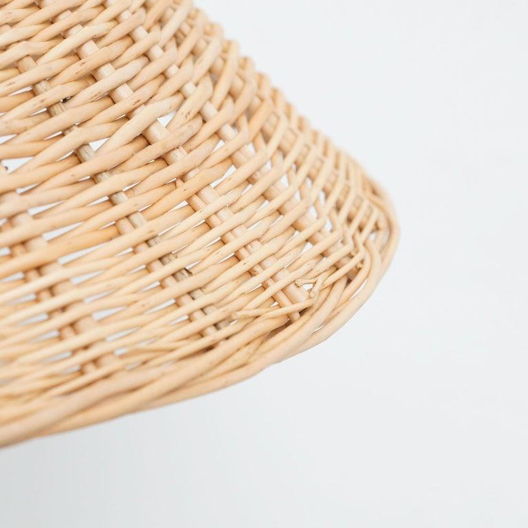 Metà XX secolo Lampada da soffitto in rattan francese d'epoca, 1960 circa in vendita