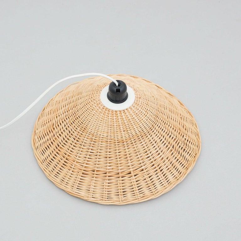Rattan Lampada da soffitto in rattan francese d'epoca, 1960 circa in vendita