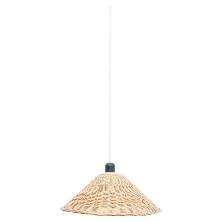 Vintage French Rattan Ceiling Lamp, circa 1960