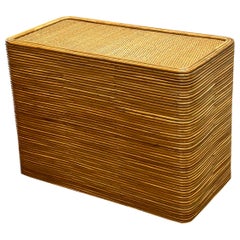 Vintage French Rattan Console Table - Stacked Reed - Organic Modern