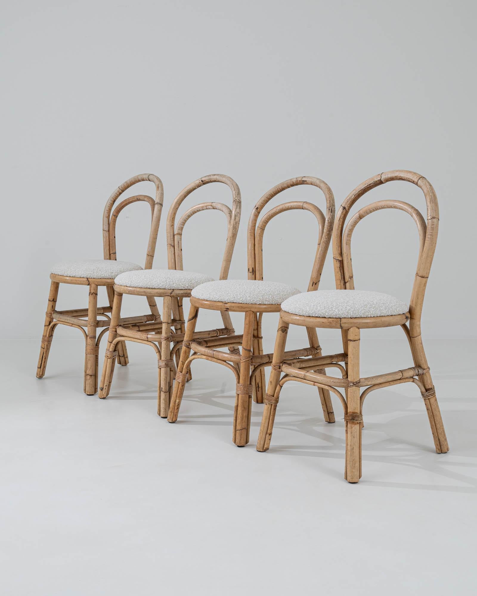 Vintage French Rattan Dining Chairs, Set of Four For Sale 5