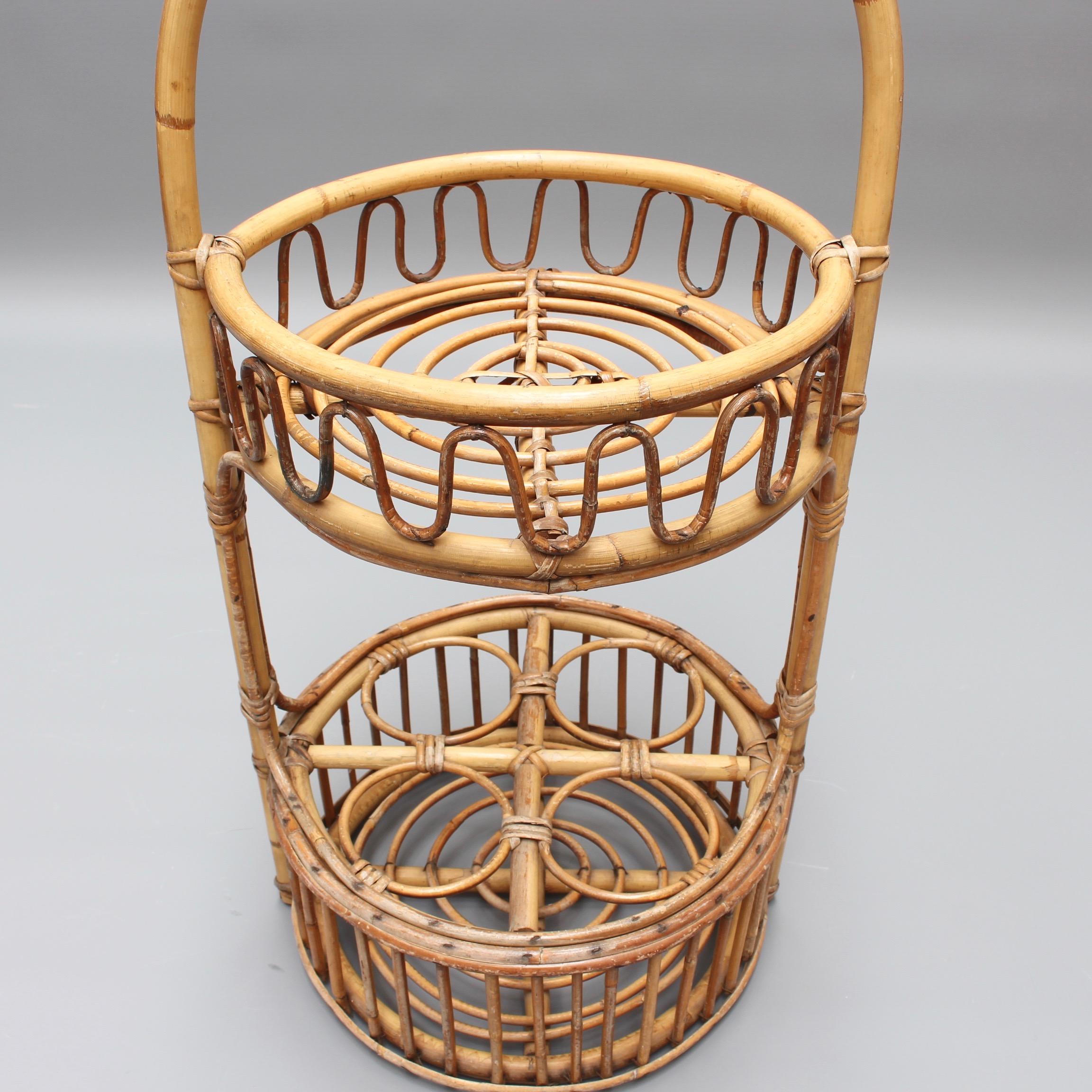 Mid-Century Modern Vintage French Rattan Drinks Rack, circa 1960s