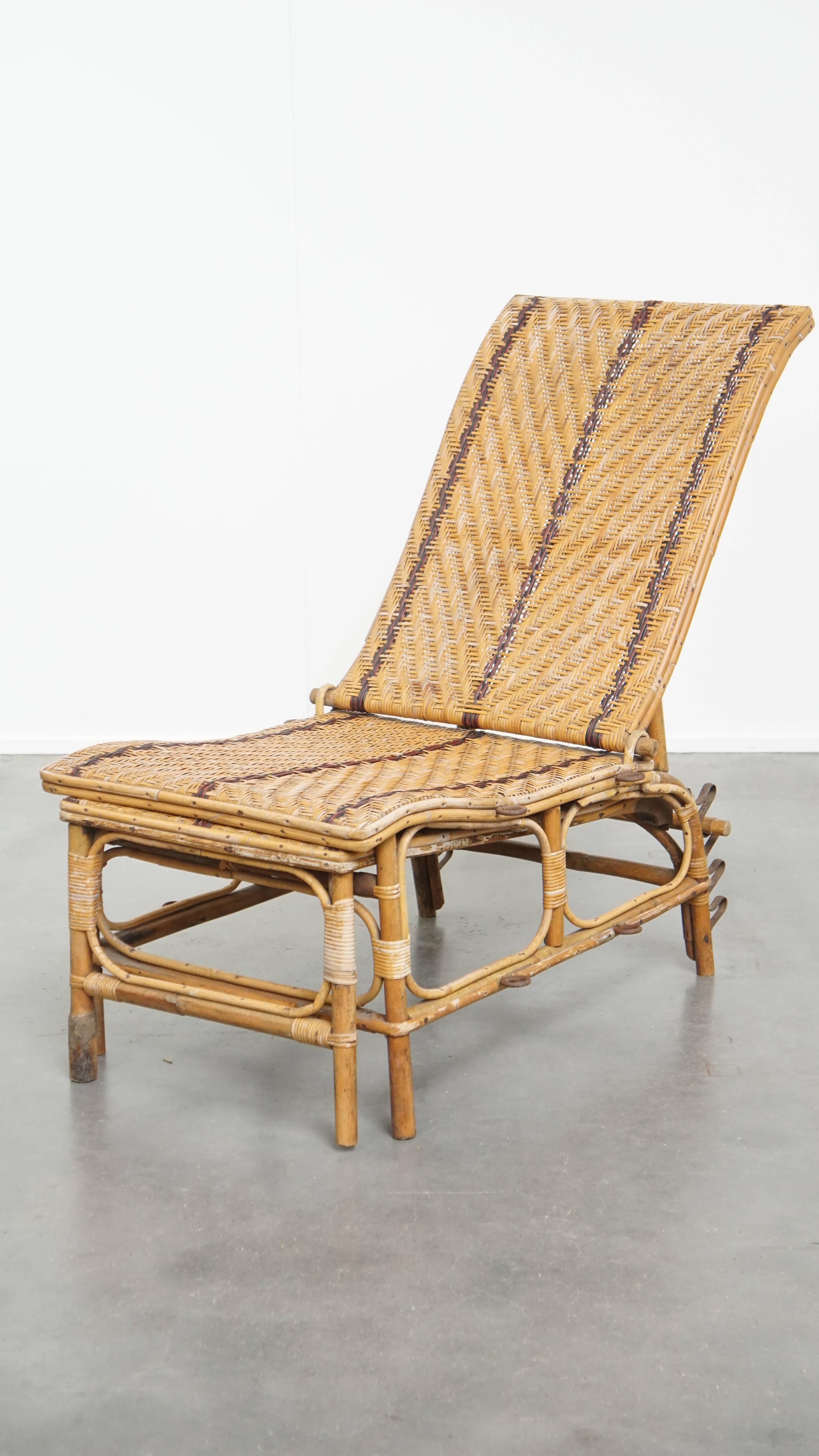Sedia da salotto pieghevole in rattan francese vintage in vendita 8