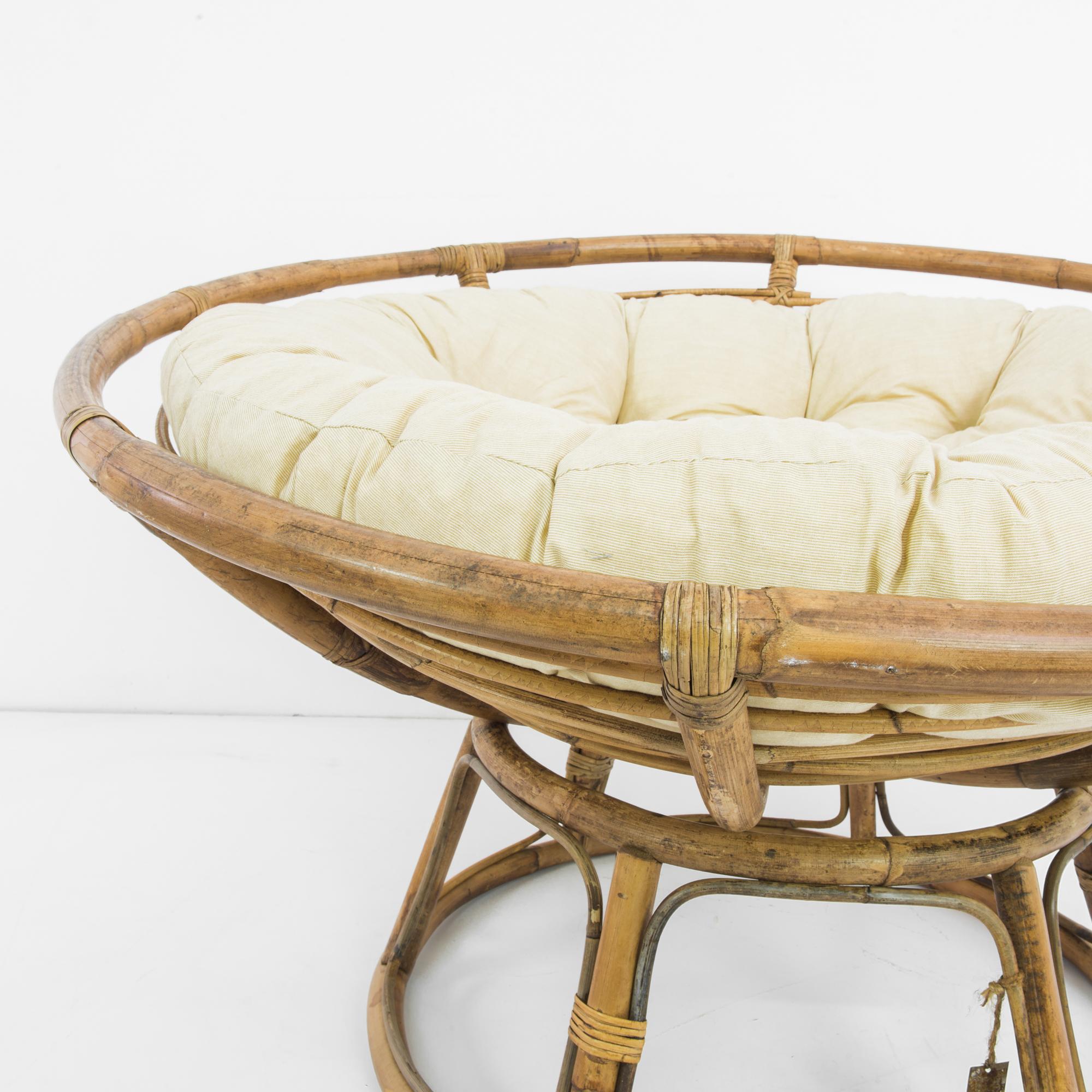 Fabric Vintage French Rattan Papasan Chair